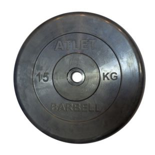 Диск обрезиненный 15 кг Barbell Atlet чёрный